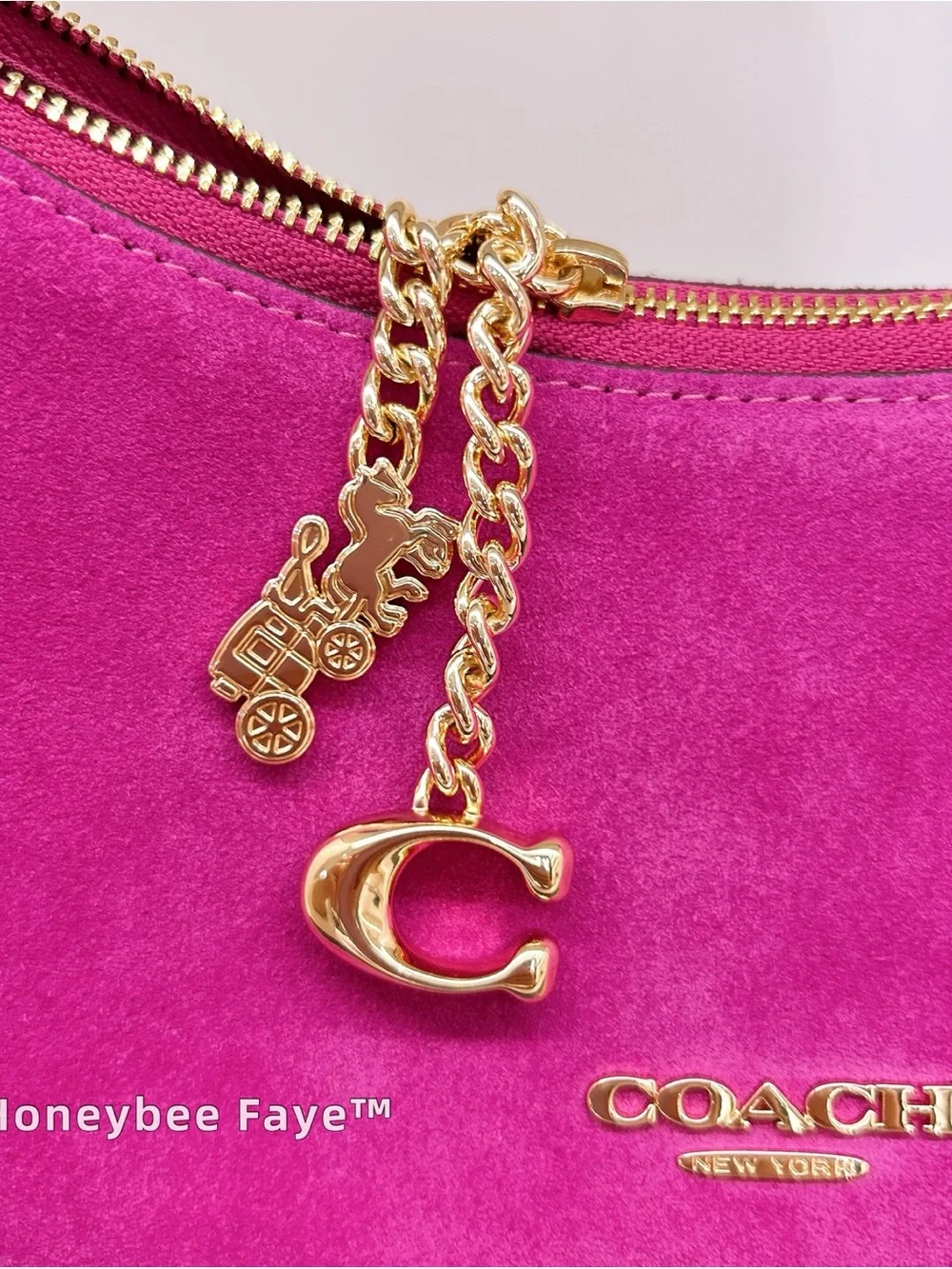Coach EmeiliaSuede Shoulder Bag in Hot Pink
